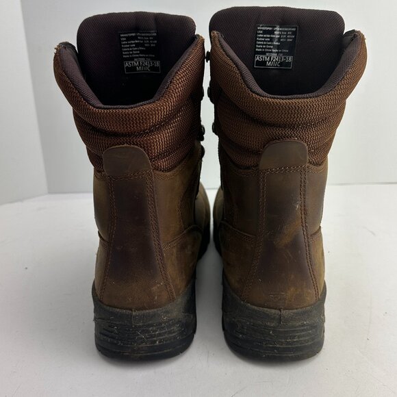 Men\'s Herman Survivors Brown Leather Round Safety Toe Work Boots Size 8W